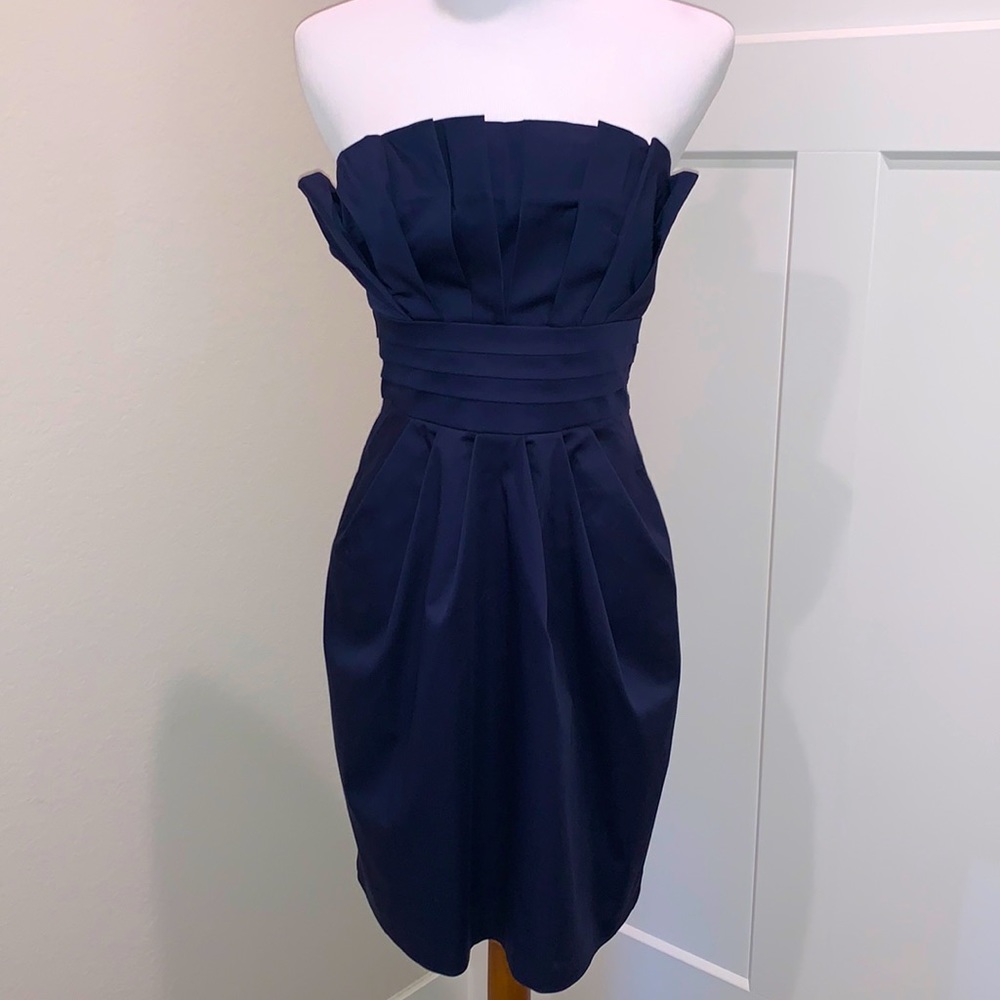 Snap Strapless Pleated Dress